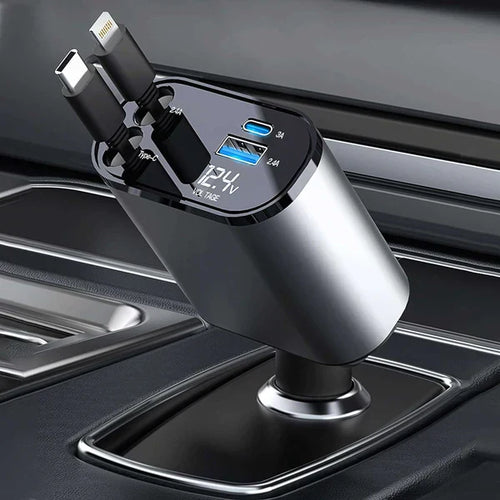 120W 4 IN 1 Retractable Car Fast Charger