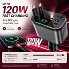 120W 4 IN 1 Retractable Car Fast Charger