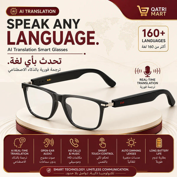 AI smart translation glasses Bluetooth audio Qatar - front view