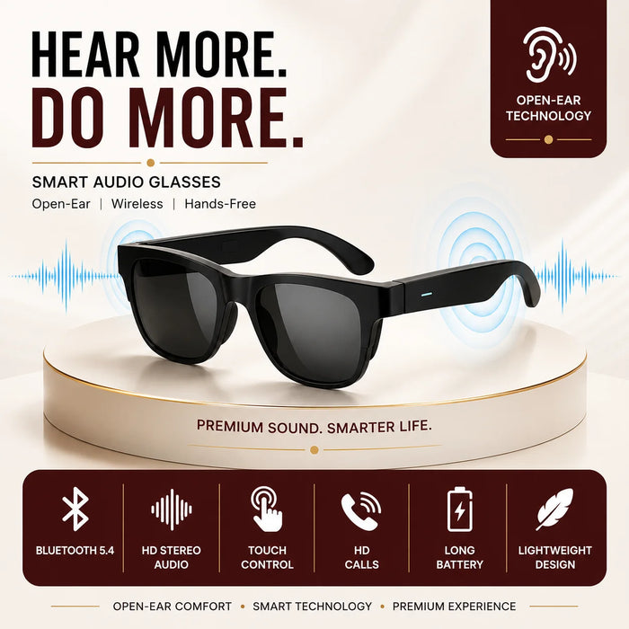 Smart HD audio glasses Bluetooth Qatar - front view