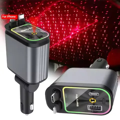 120W 4 IN 1 Retractable Car Fast Charger
